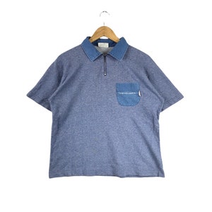 Japoński projektant mody!!! Vintage SPORTING GEAR HAI by Issey Miyake Harajuku Half Zipper Single Pocket Polo Shirt Medium Size