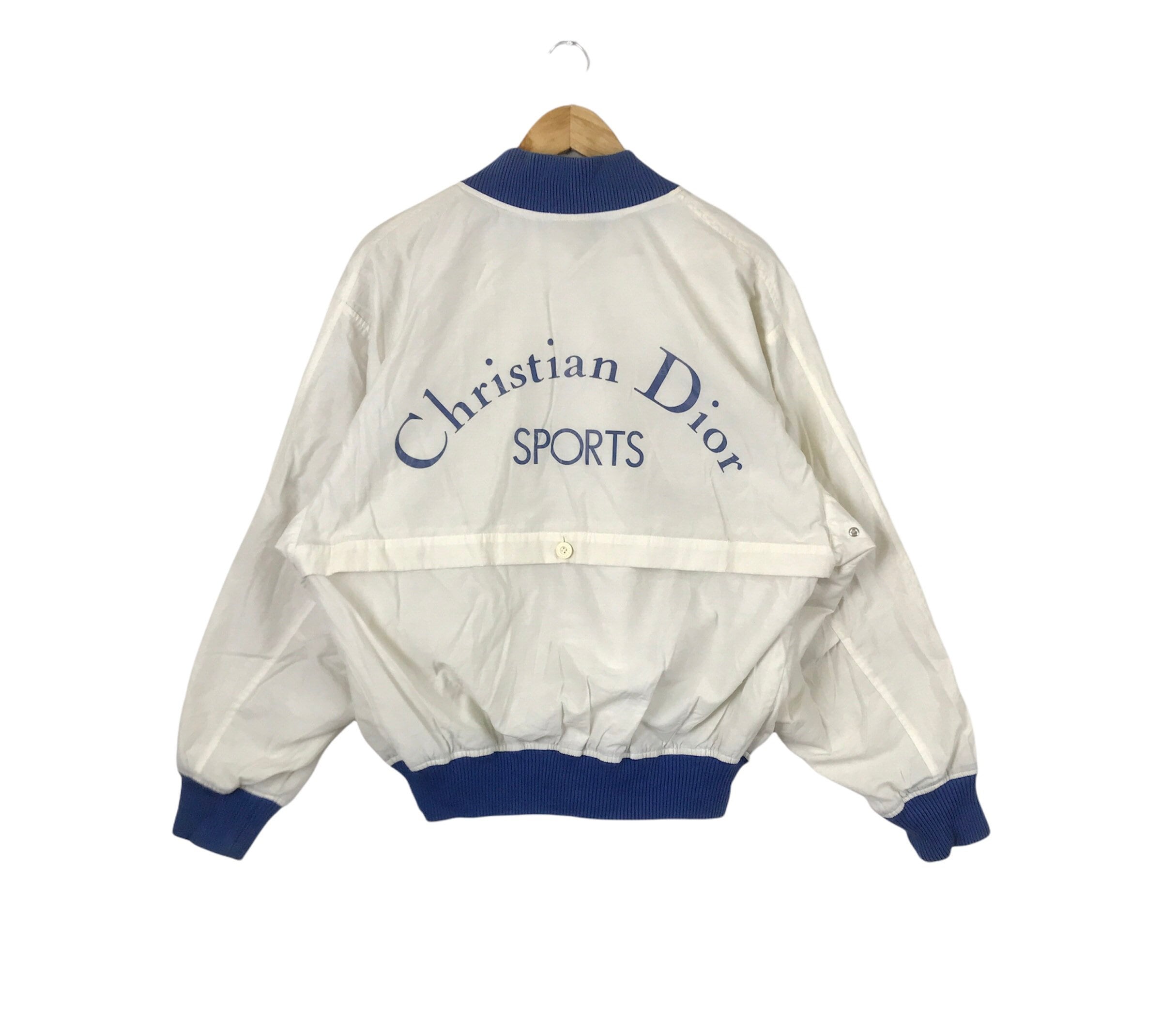 Rare!!! Vintage CHRISTIAN DIOR SPORTS Fully Zipper Light Windbreaker Jacket  Large Size