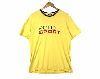 Lolife!!! Vintage POLO SPORT By RALPH Lauren T-Shirt Yellow Colour Medium Size