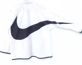 Rare!!! Vintage NIKE BIG SWOOSH Sportswear Fully Zipper Windbreaker Jacket Large Size