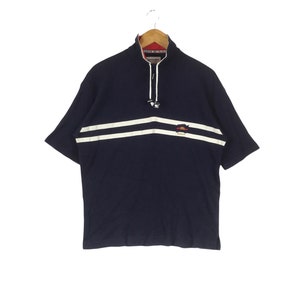 Selten!!! Vintage BURBERRYS MARINE YACHTING HalbReißverschluss Kurzärmeliges Shirt Gr. Ma