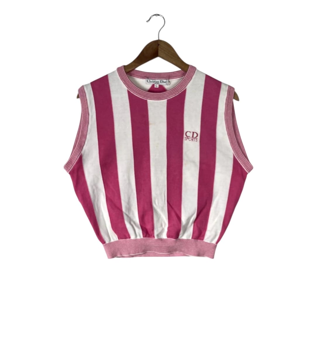 Luxury!!! Vintage Luxury CHRISTIAN DIOR SPORTS Pinky Stripe Vest