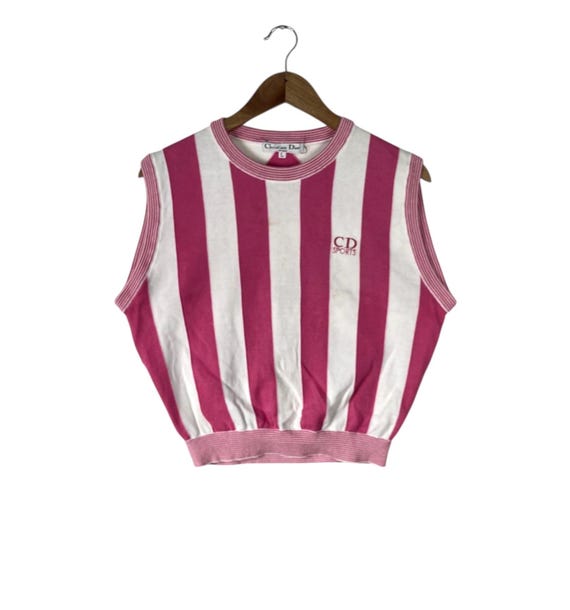 Luxury!!! Vintage Luxury CHRISTIAN DIOR SPORTS Pinky Stripe Vest