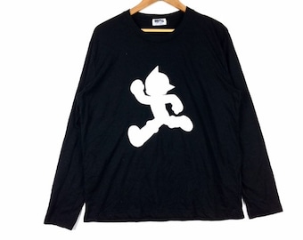 Rare!!! The Famous ASTRO BOY By Ohya TEZUKA Productions Crewneck Long Sleeve Shirt Black Colour Four Large Size