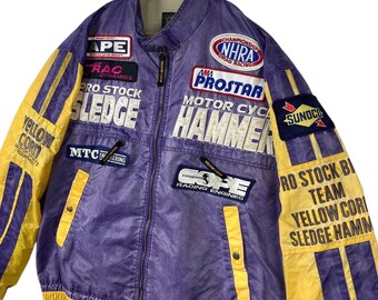 Racing Jacket!!! Vintage YELLOW CORN MOTOR Sports Equipment Pro