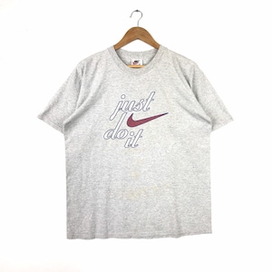 Rare!!! Vintage Nike JUST DO IT Swoosh Big Logo T-Shirt Grey Colour Medium Size