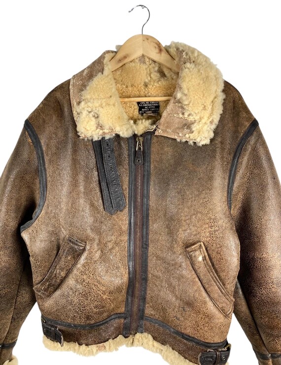 Us Army!!! Vintage AVIREX B-3 LEATHER Shearling Sherpa Sheepskin