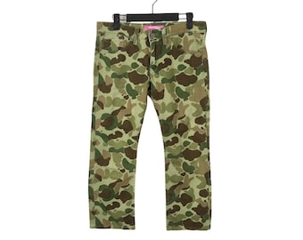 Japanese Designer!!! Vintage AD2003 JUNYA WATANABE COMME Des Garcons Man Army Camo Denim Pant Small Size