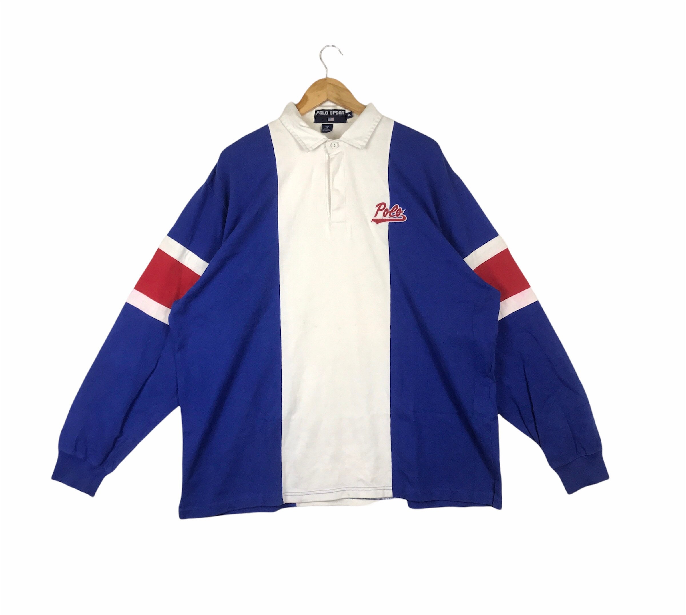 ¡¡¡Raro!!! Vintage POLO SPORT USA By Ralph Lauren Polo Sudadera de Rugby Multicolor Tamaño Extra Grande