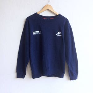 Italian sport design! The famous classic sportswear LOTTO small logo sweatshirt blue black colour large size