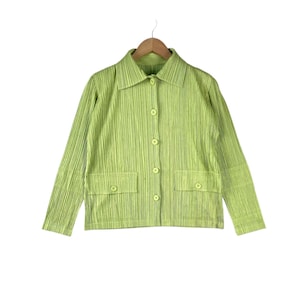 Monthly Color!!! Japanese Fashion Designer PLEATS PLEASE Issey Miyake Pleated Japanese Textile Jumper Grass Green Colour
