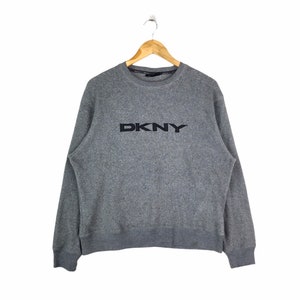 Rare!!! Vintage DKNY JEANS USA Made In Usa Crewneck Fleece Sweatshirt Medium Size Grey Colour For Women