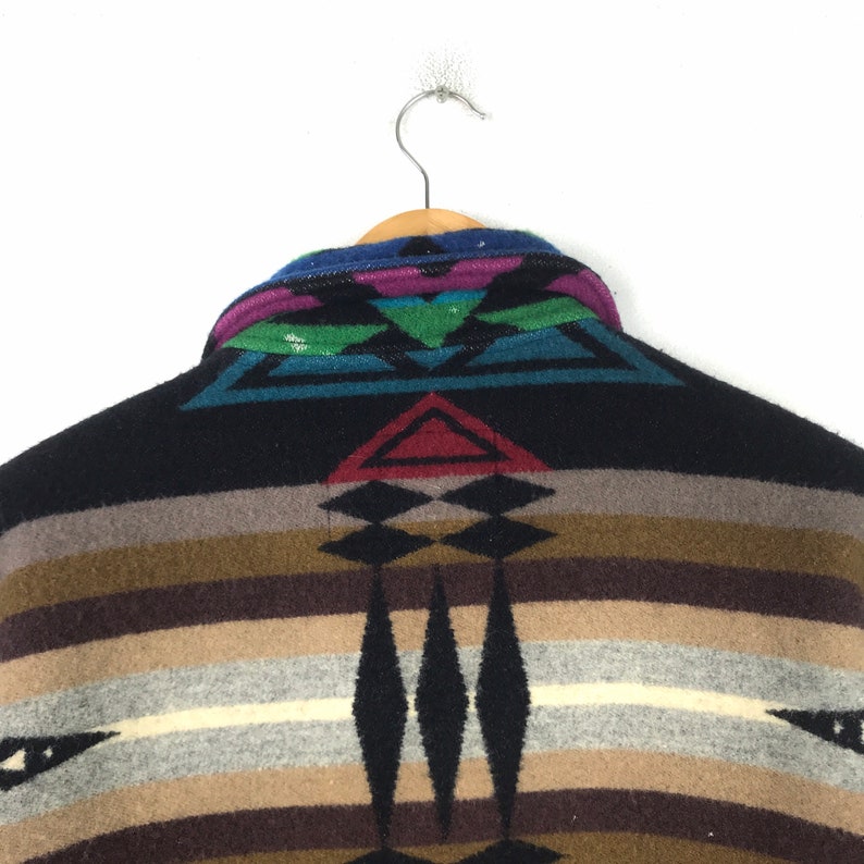 Rare!! Vintage BEAVER ROOTS CANADA Navajo Native Blanket Wool Jacket Made in Canada Large Size