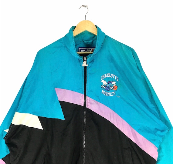 Rare Vintage 90s Starter Charlotte Hornets 1/2 Zipp Puffer