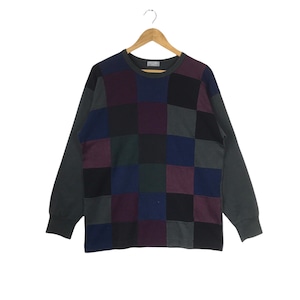 Door Rei Kawakubo!!! AD1997 COMME Des GARCONS Homme Patchwork Design Made in Japan Wollen Trui met lange mouwen