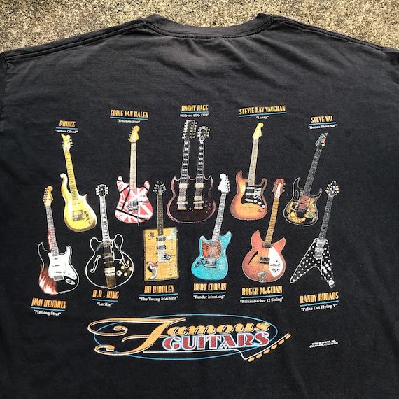 レア!!! ヴィンテージ 1999 FAMOUS GUITARS TOP 有名バンド ブラック T 