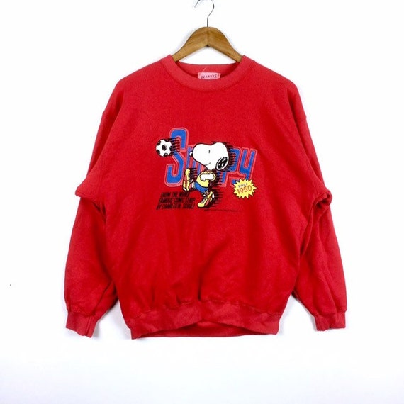 Rare Cartoon Vintage PEANUTS SNOOPY Big Logo Sweatshirt Red Colour 