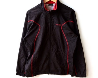 Rare!!! The Famous Sportswear REEBOK FULLY ZIPPER Light Jacket Windbreaker Black Colour Extra Large Size