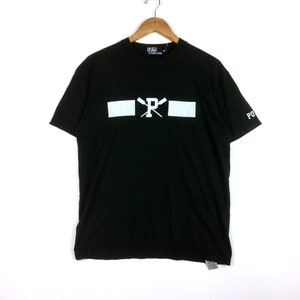 Rare!!! Vintage POLO RALPH LAUREN By Ralph Lauren Crewneck T-Shirt Medium Size Black Colour