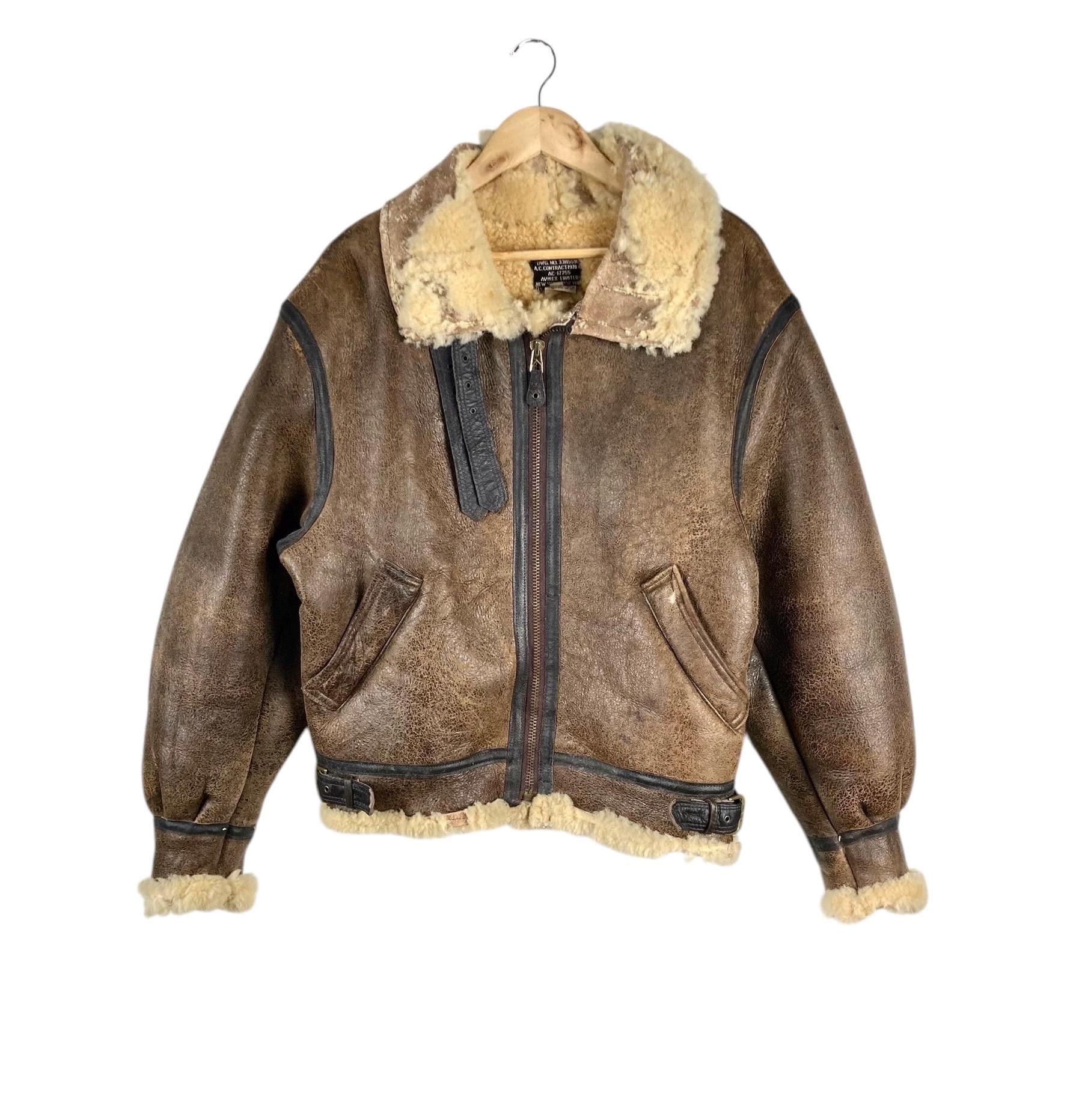 Us Army!!! Vintage AVIREX B-3 LEATHER Shearling Sherpa Sheepskin
