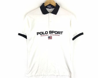 ¡¡¡Raro!!! Vintage POLO SPORT USA Por Ralph Lauren Basic Polo Camisa Medio Botón 170 Tamaño