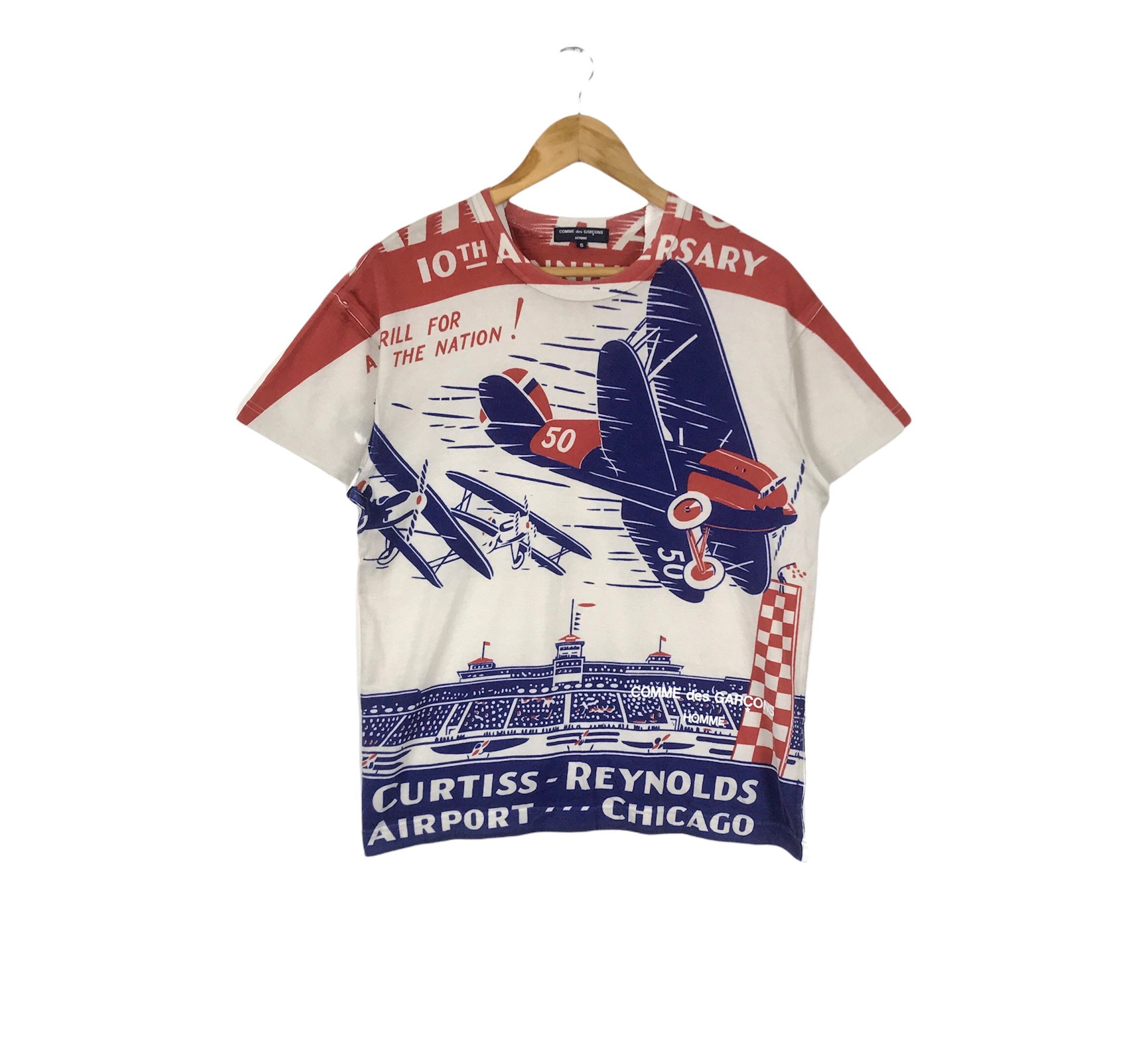 Raro AD2003 La famosa marca japonesa COMME DES GARCONS Homme 10th Anniversary Curtiss Reynolds Airport Chicago Camiseta Made In Japan Etsy Mexico