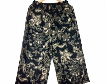 ¡Diseñador de moda japonés! YOHJI YAMAMOTO LABEL Y'S For Living, pantalón de lino con diseño floral excepcional, hecho en Japón.