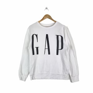 Boutique!!! Vintage GAP ATHLETIC BIG Logo Crewneck Sweatshirt White Colour Medium Size