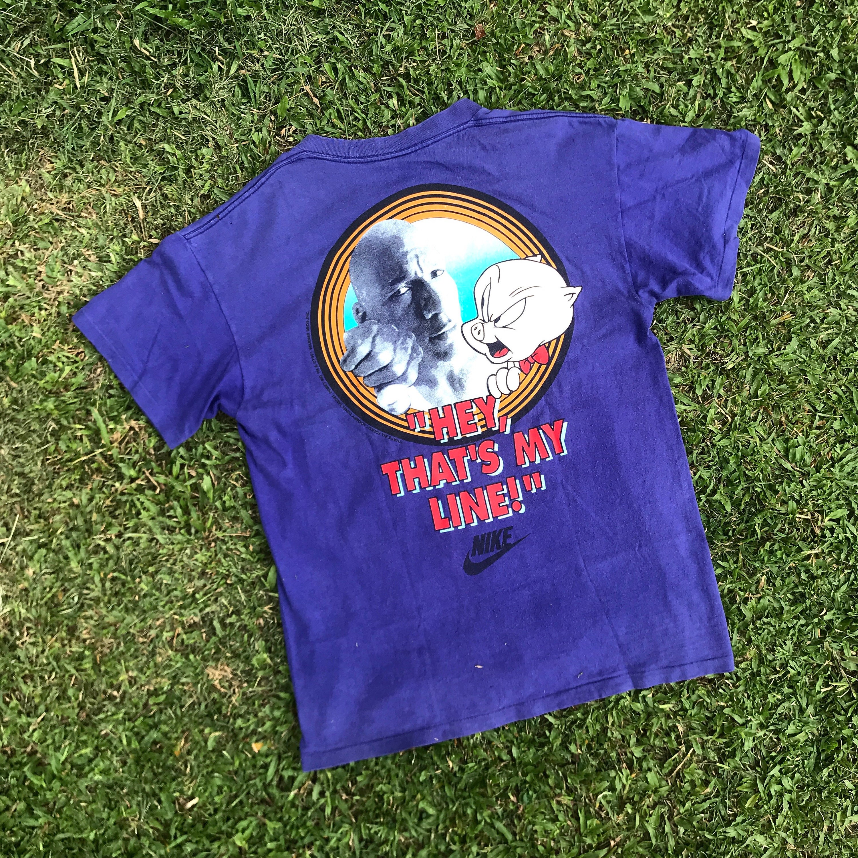 銀タグ シングル NIKE Michael Jordan×Porky Pig VTG 1991 Looney Tunes Porky Pig Michael Jordan NIKE AIR Tee