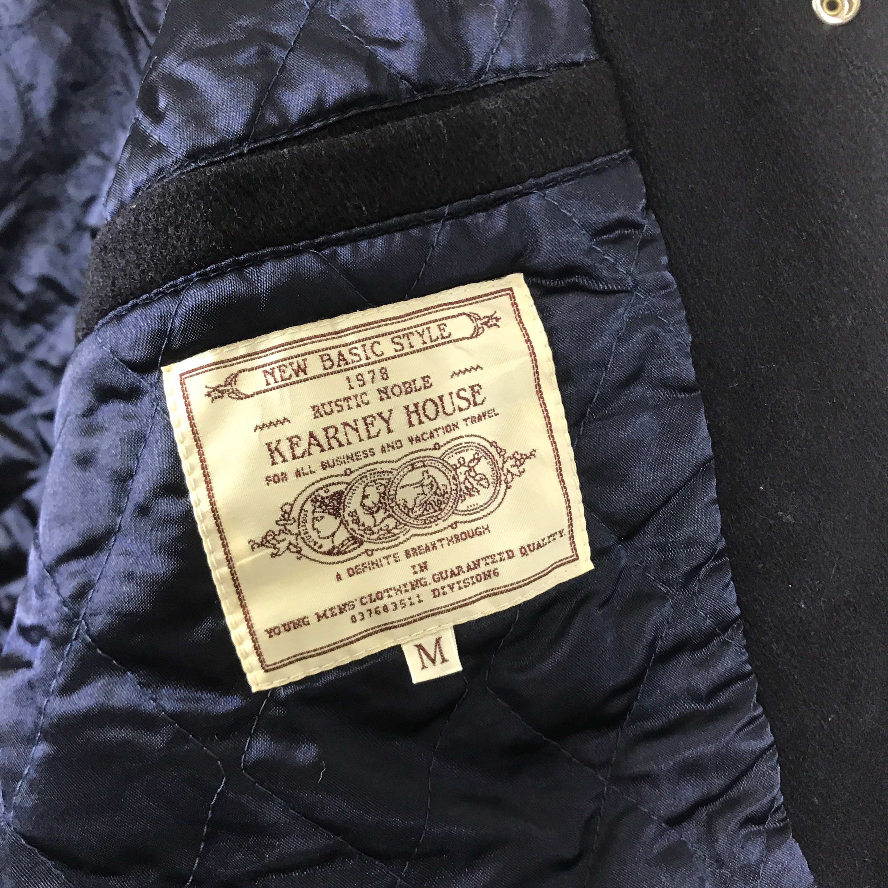 kearney house☆羊革☆ leather stadium jacket Kearney House Men'S M Leather Arm Stadium Jacket Carney Enji