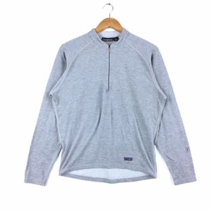 Zeldzame!!! Vintage jaren 90 PATAGONIA OUTDOOR kleding gemaakt in USA lichte longsleeve shirt grijs kleur klein formaat