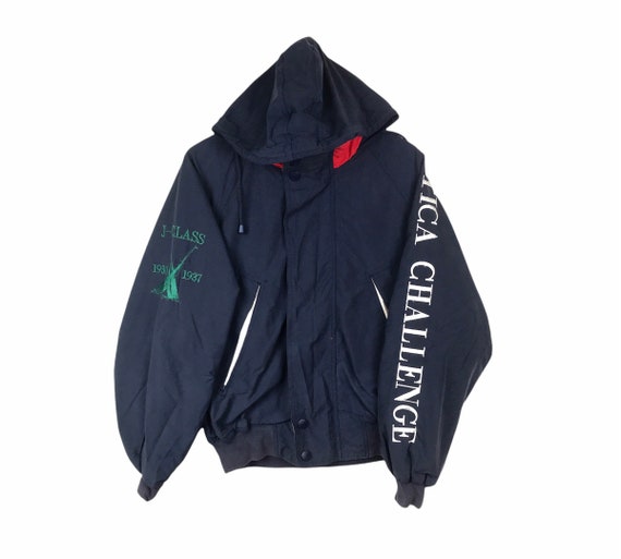 Outerwear Vintage Nautica Challenge J Class Light Bomber Jacket Navy Blue Colour Medium Size