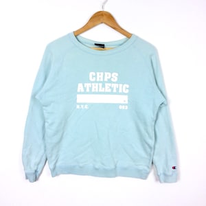 Rare!!! Vintage CHAMPION PRODUCTS USA Crewneck Sweatshirt Light Blue Colour Small Size