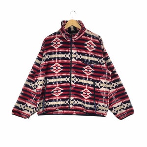 Outdoor Clothing!!! Vintage TIMBER RIDGE RUGGED Outdoor Light Fleece Aztec Design Large Size