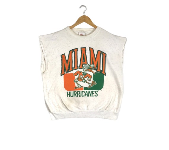 University of Miami Vintage MIAMI HURRICANES Made in USA Sleeveless Sweatshirt Design Extra Large Size Etsy Canada
