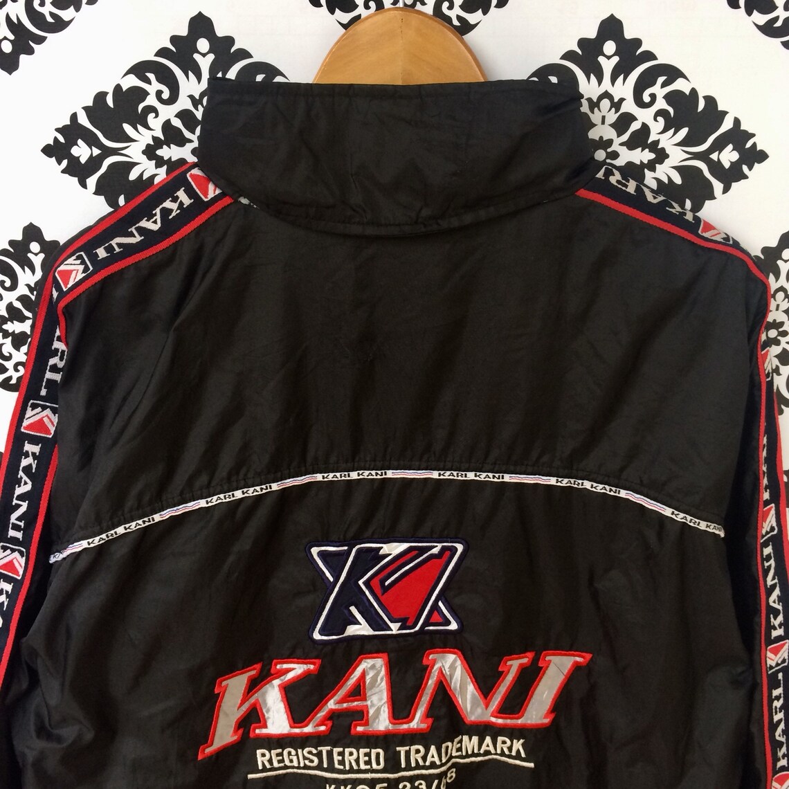 Rare Vintage KARL KANI SIDETAPE Big Logo Embroidery Windbreaker Light ...