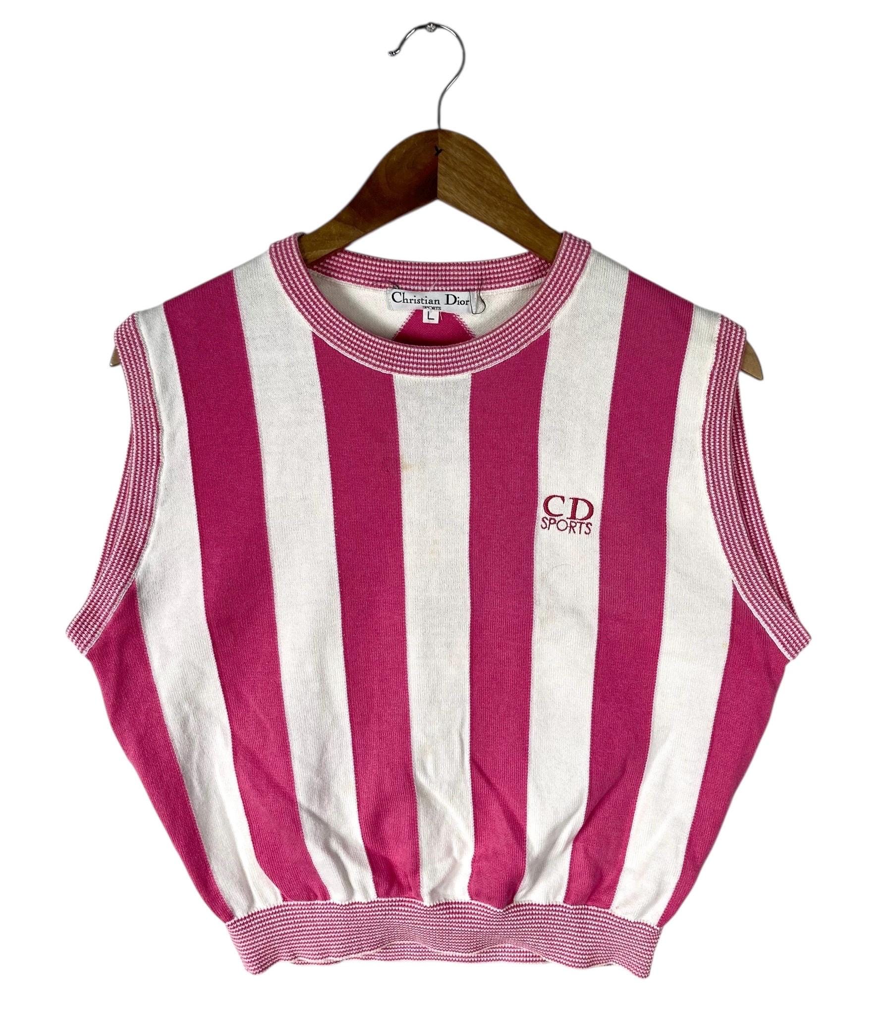 Luxury!!! Vintage Luxury CHRISTIAN DIOR SPORTS Pinky Stripe Vest