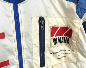 old “TEAM YAMAHA” nylon racing jacket 青白 SOLD Vintage Yamaha Racing Jacket L on tag 23x25 boxy fit ₱8500