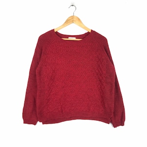 ¡¡¡Raro!!! Vintage ELLE PARIS Jumper Knitwear Color Rojo Tamaño 38