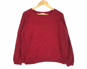 Rare!!! Vintage ELLE PARIS Jumper Knitwear Red Colour Size 38