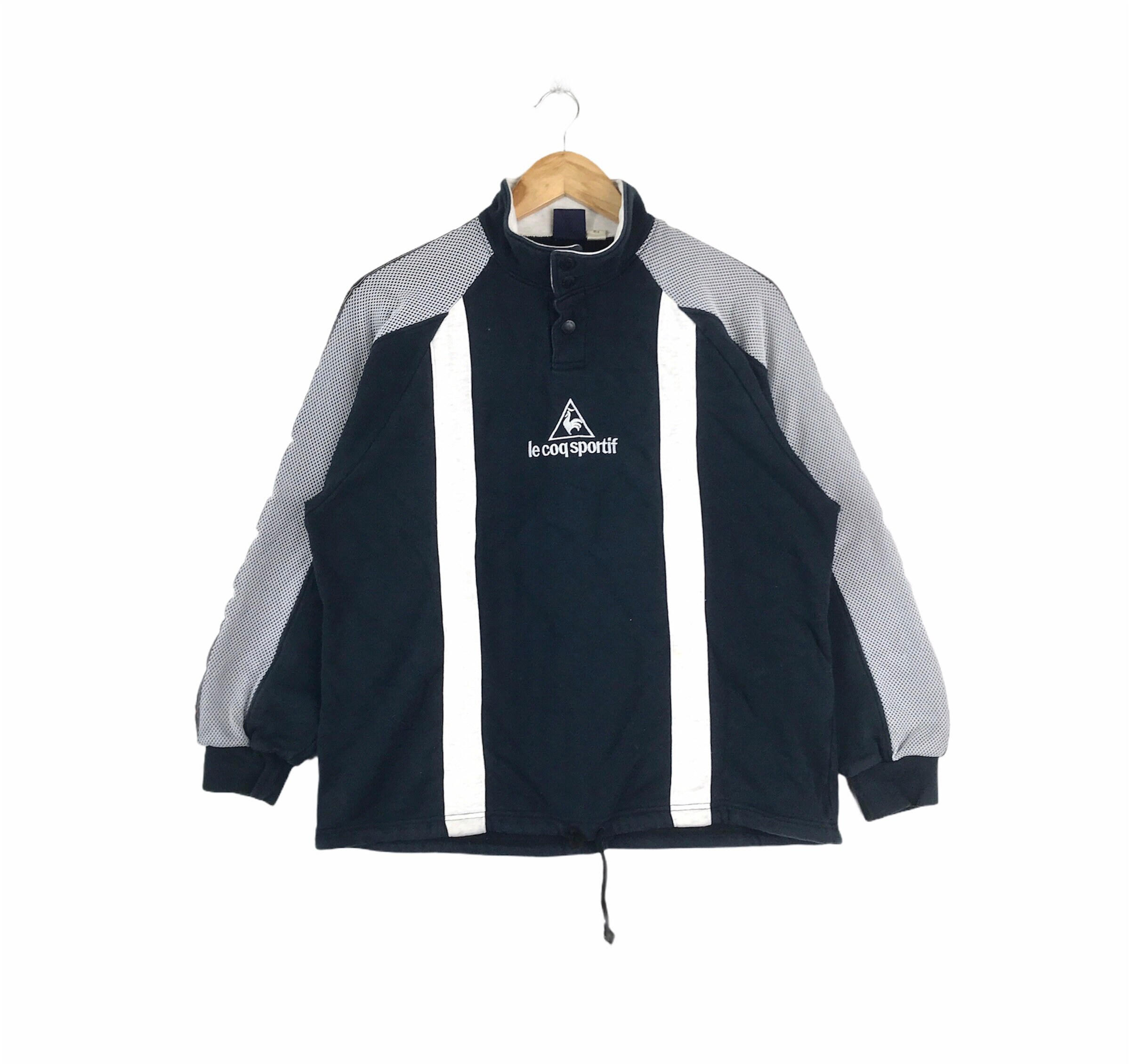 Rare Vintage LE COQ SPORTIF Small Logo Half Button Sweatshirt