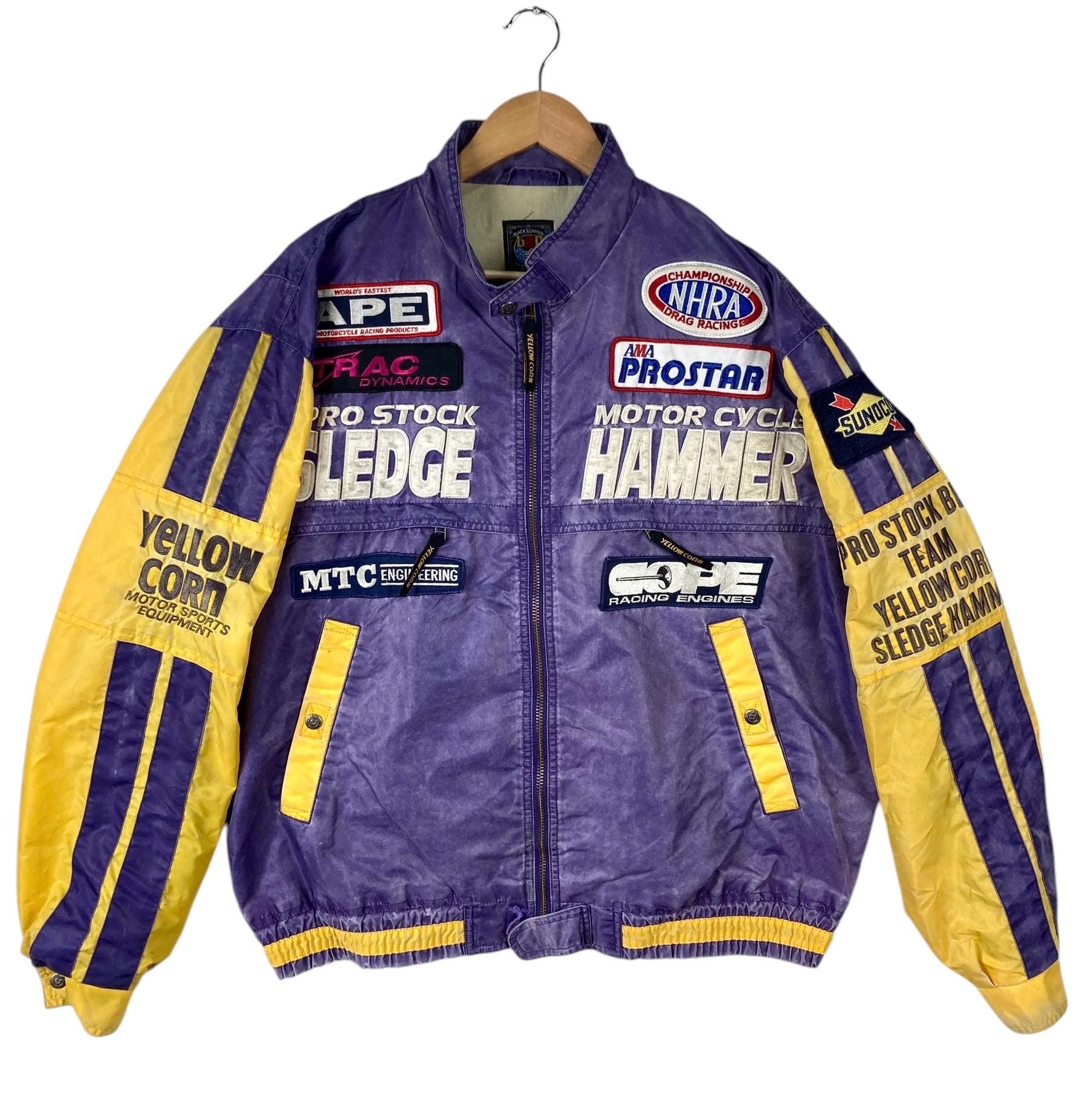 Racing Jacket!!! Vintage YELLOW CORN MOTOR Sports Equipment Pro