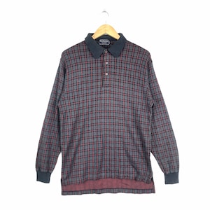 Selten!!! Jahrgang BURBERRYS von LONDON Nova Check Made in Usa Polo Longsleeve Shirt kleine Größe