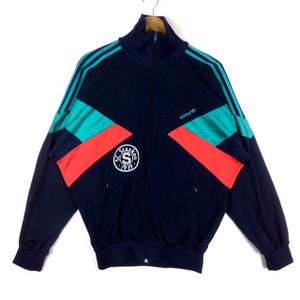 Selten!!! Vintage ADIDAS TREFOIL CLASSIC kleines Logo Mehrfarbig voll Reißverschluss Pullover große Größe