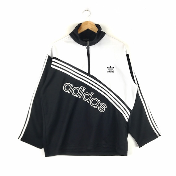 Rare!!! Vintage ADIDAS TREFOIL Small Logo Half Zipper Jumper