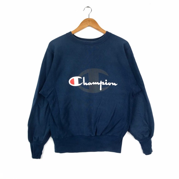Champion Big Logo Spellout Pullover Jumper Sweater Jacket Zip Up