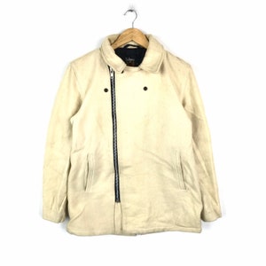 Rare!!! Vintage SCHOTT MADE In USA Wool Punk Jacket Beige Color Size 20 For Women