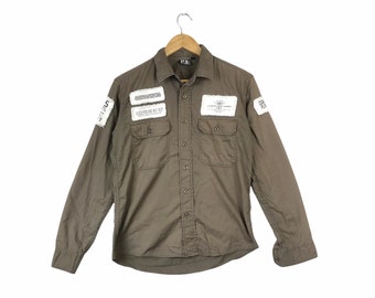 Army !!! Vintage Authentic Flight Garment AVIREX USA ARMY Button Up Polos Longsleeve Shirt Medium Size