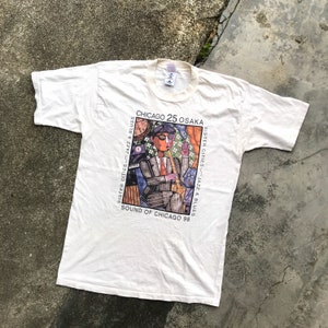 Rare!!! Vintage 1998 SOUND OF CHICAGO Jazz And Blues Osaka White T-Shirt Large Size