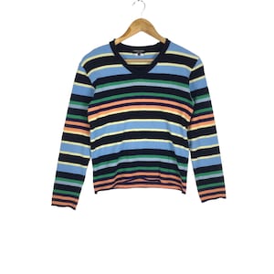 Japanische Marke!!! AD2006 COMME Des GARONS HOMME Langarm Pullover mit Streifen Regenbogen Design
